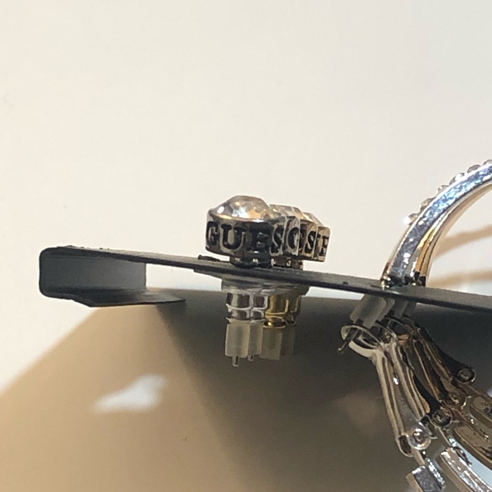 NWT Guess Silver & Rose Gold Hoop + Stud Earring Set – Rhinestone Accents - Picture 6 of 10